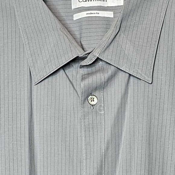 Calvin Klein Modern Fit Gray Button Down Shirt - Picture 3 of 9